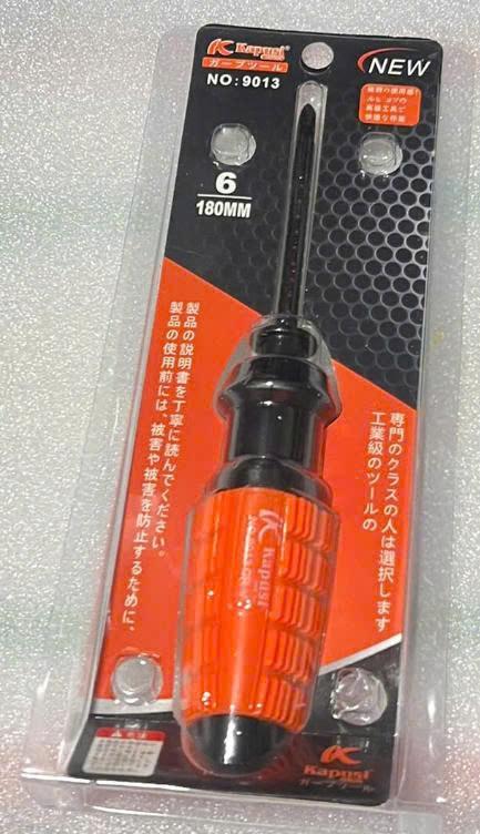 Tua vít 2 ĐẦU 6 dài 180mm_KPS cán cam GAI (vĩ)_K6994 (12v/H)